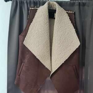 Soft Faux Leather and Sherpa Vest